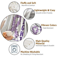 Fight Alzheimers Awareness Support Throw Blanket Purple Ribbon Floral Butterfly
