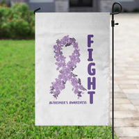 Fight Alzheimers Awareness Support Garden Flag Purple Ribbon Floral Butterfly