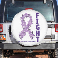 Fight Alzheimers Awareness Support Spare Tire Cover Purple Ribbon Floral Butterfly