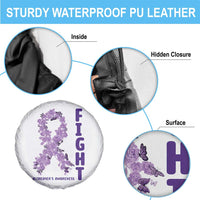 Fight Alzheimers Awareness Support Spare Tire Cover Purple Ribbon Floral Butterfly