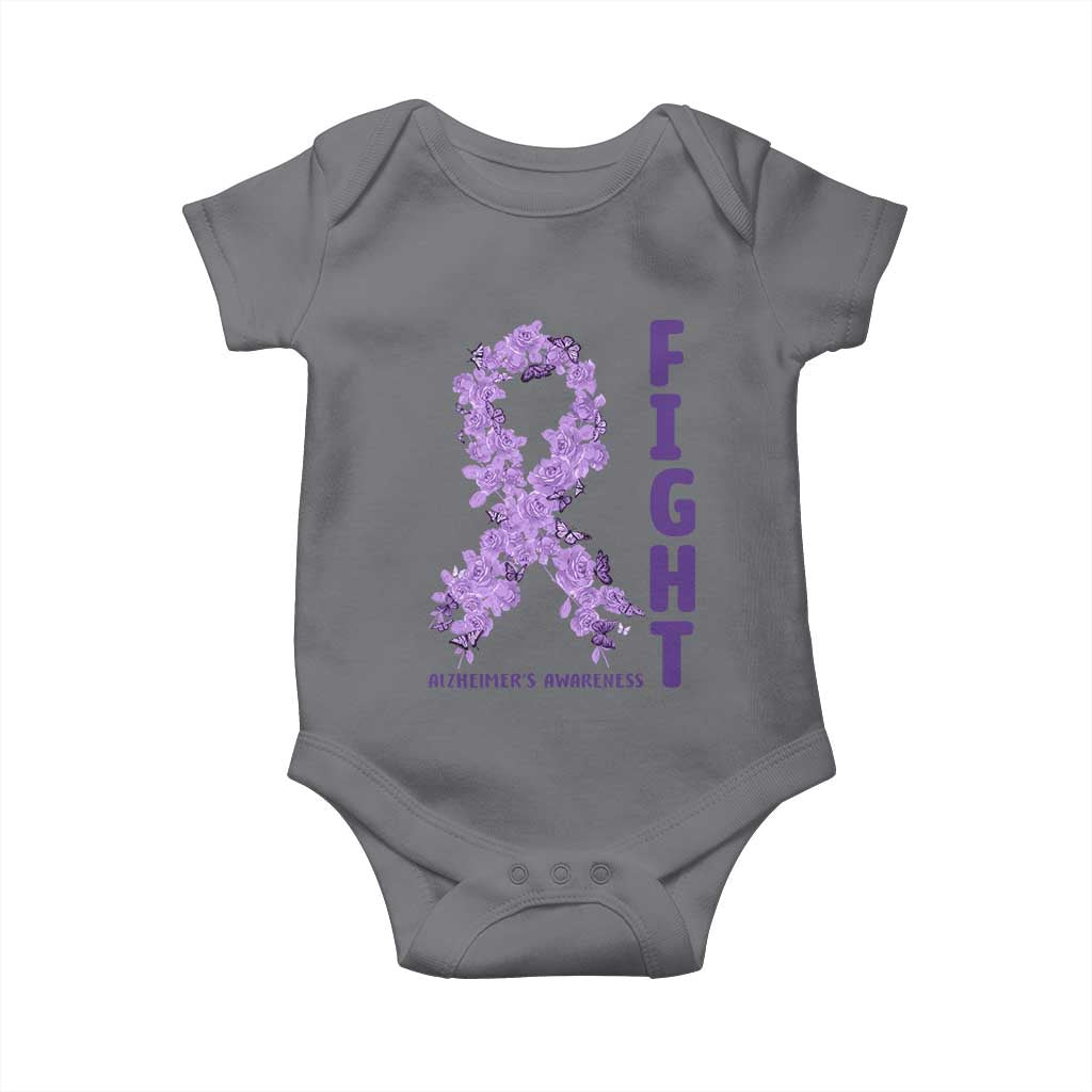 Fight Alzheimers Awareness Support Baby Onesie Purple Ribbon Floral Butterfly