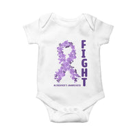 Fight Alzheimers Awareness Support Baby Onesie Purple Ribbon Floral Butterfly
