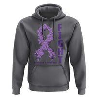 Fight Alzheimers Awareness Support Hoodie Purple Ribbon Floral Butterfly