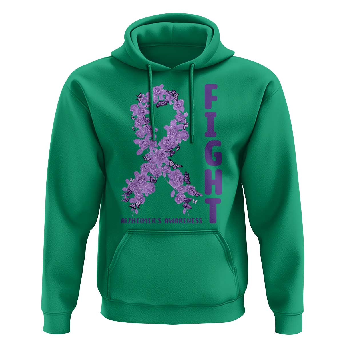 Fight Alzheimers Awareness Support Hoodie Purple Ribbon Floral Butterfly
