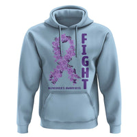 Fight Alzheimers Awareness Support Hoodie Purple Ribbon Floral Butterfly