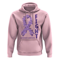 Fight Alzheimers Awareness Support Hoodie Purple Ribbon Floral Butterfly