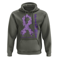 Fight Alzheimers Awareness Support Hoodie Purple Ribbon Floral Butterfly