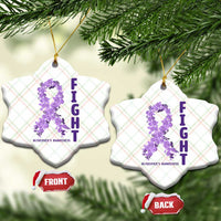 Fight Alzheimers Awareness Support Ceramic Ornament Purple Ribbon Floral Butterfly
