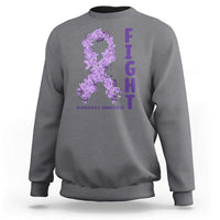 Fight Alzheimers Awareness Support Sweatshirt Purple Ribbon Floral Butterfly