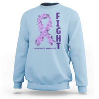 Fight Alzheimers Awareness Support Sweatshirt Purple Ribbon Floral Butterfly