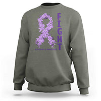 Fight Alzheimers Awareness Support Sweatshirt Purple Ribbon Floral Butterfly