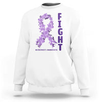 Fight Alzheimers Awareness Support Sweatshirt Purple Ribbon Floral Butterfly
