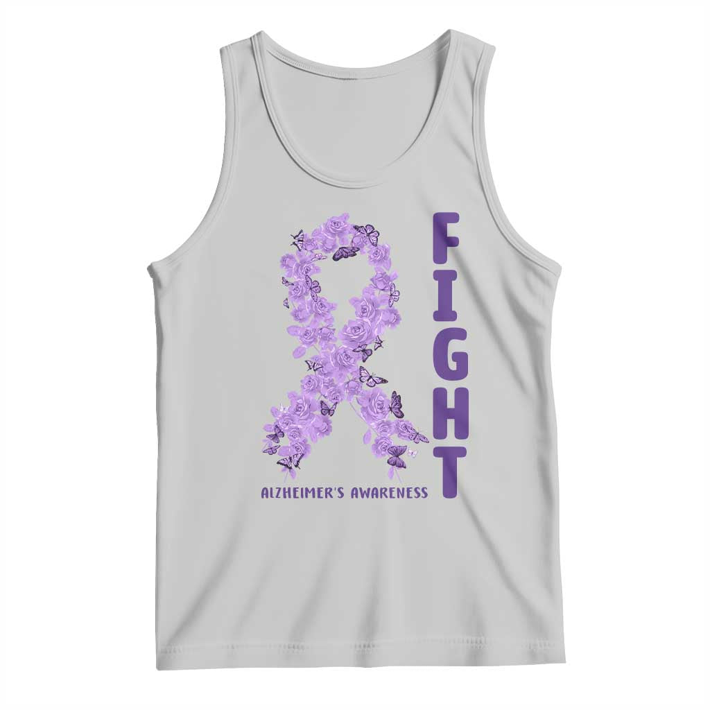Fight Alzheimers Awareness Support Tank Top Purple Ribbon Floral Butterfly