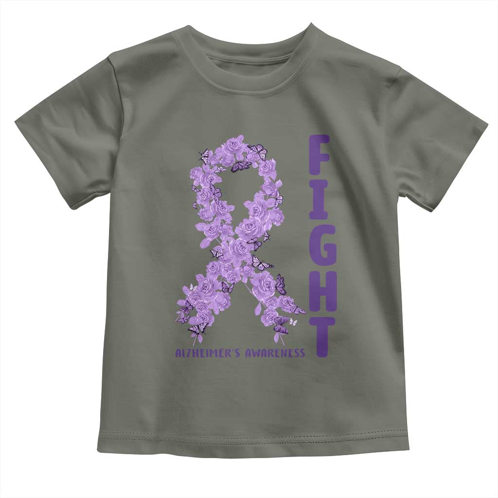 Fight Alzheimers Awareness Support Toddler T Shirt Purple Ribbon Floral Butterfly