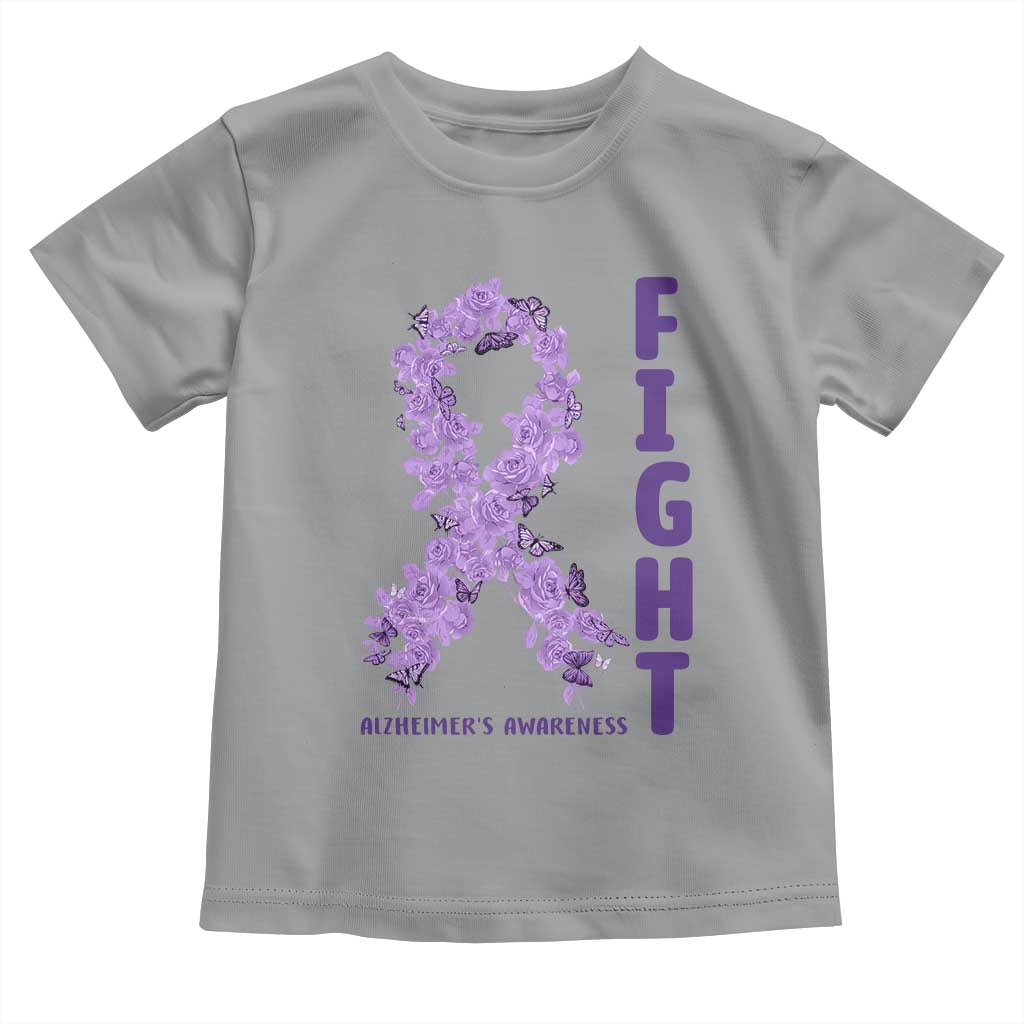 Fight Alzheimers Awareness Support Toddler T Shirt Purple Ribbon Floral Butterfly