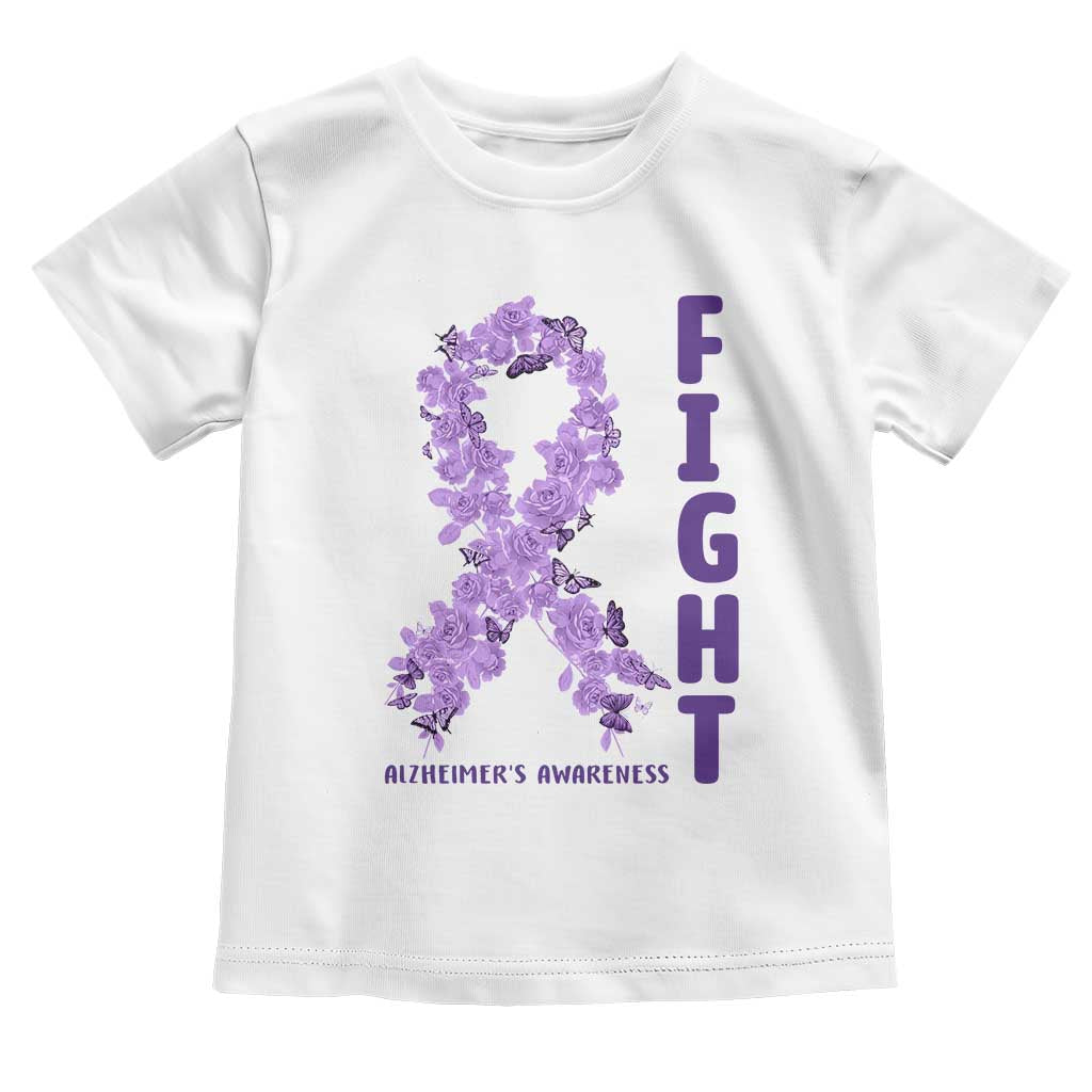 Fight Alzheimers Awareness Support Toddler T Shirt Purple Ribbon Floral Butterfly