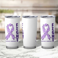Fight Alzheimers Awareness Support Tumbler Cup Purple Ribbon Floral Butterfly