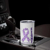 Fight Alzheimers Awareness Support Tumbler Cup Purple Ribbon Floral Butterfly
