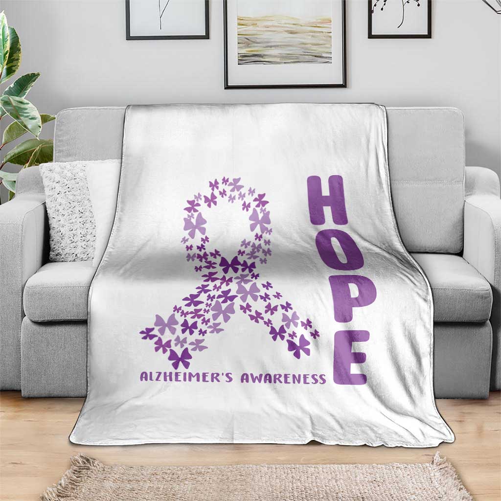 Hope Alzheimer's Awareness Purple Butterfly Ribbon Support Throw Blanket