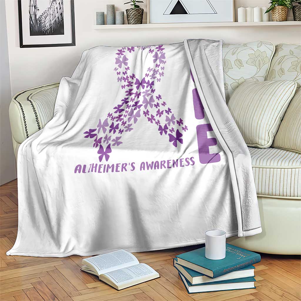 Hope Alzheimer's Awareness Purple Butterfly Ribbon Support Throw Blanket