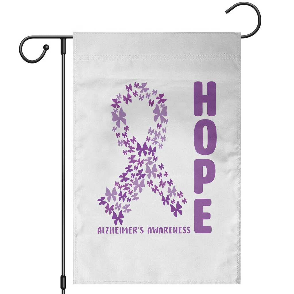 Hope Alzheimer's Awareness Purple Butterfly Ribbon Support Garden Flag