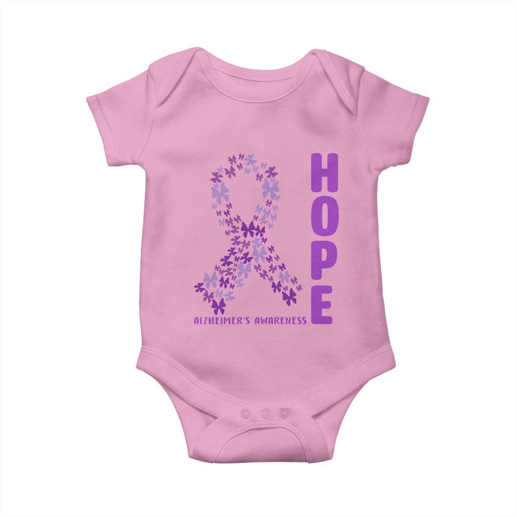 Hope Alzheimer's Awareness Purple Butterfly Ribbon Support Baby Onesie