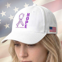 Hope Alzheimer's Awareness Purple Butterfly Ribbon Support Baseball Cap