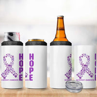 Hope Alzheimer's Awareness Purple Butterfly Ribbon Support 4 in 1 Can Cooler Tumbler