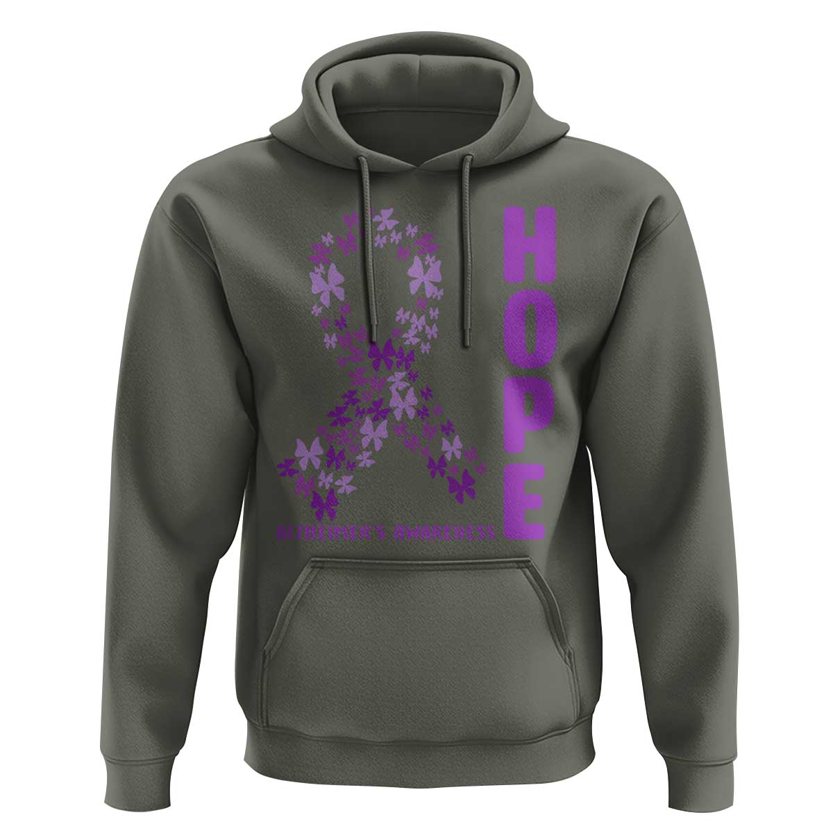Hope Alzheimer's Awareness Purple Butterfly Ribbon Support Hoodie