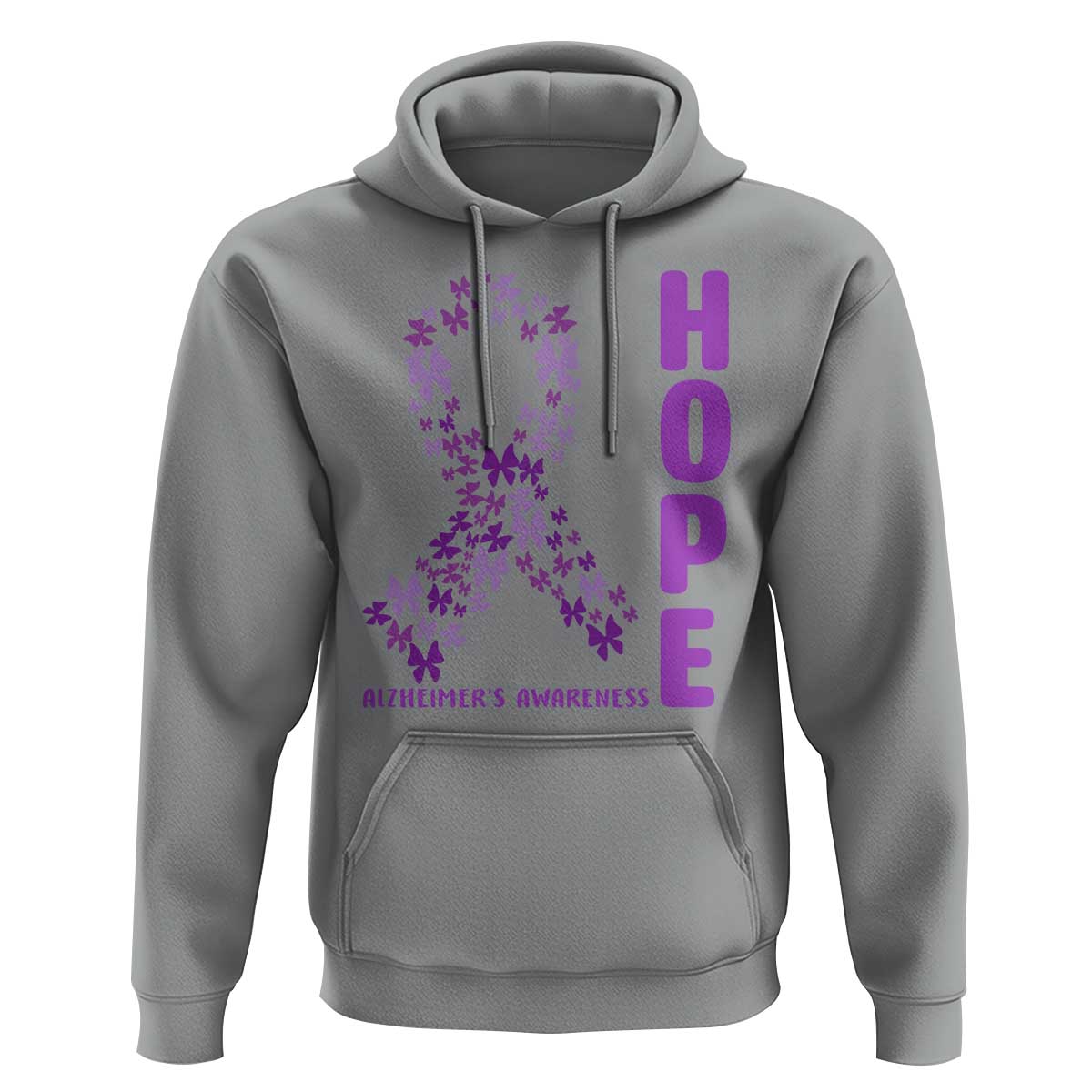 Hope Alzheimer's Awareness Purple Butterfly Ribbon Support Hoodie