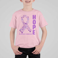 Hope Alzheimer's Awareness Purple Butterfly Ribbon Support T Shirt For Kid
