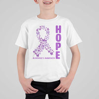 Hope Alzheimer's Awareness Purple Butterfly Ribbon Support T Shirt For Kid