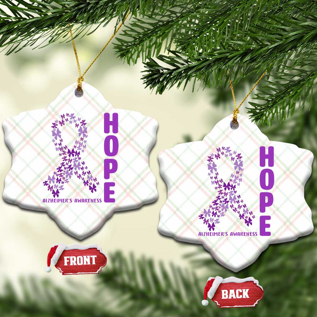 Hope Alzheimer's Awareness Purple Butterfly Ribbon Support Ceramic Ornament