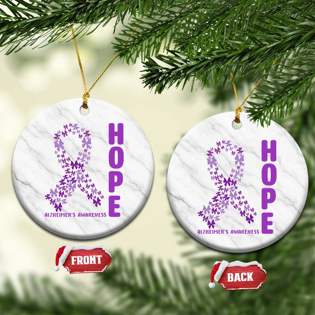 Hope Alzheimer's Awareness Purple Butterfly Ribbon Support Ceramic Ornament