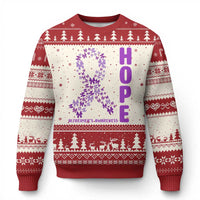 Hope Alzheimer's Awareness Purple Butterfly Ribbon Support Ugly Christmas Sweater