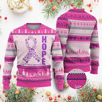 Hope Alzheimer's Awareness Purple Butterfly Ribbon Support Ugly Christmas Sweater