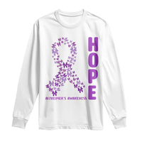 Hope Alzheimer's Awareness Purple Butterfly Ribbon Support Long Sleeve Shirt