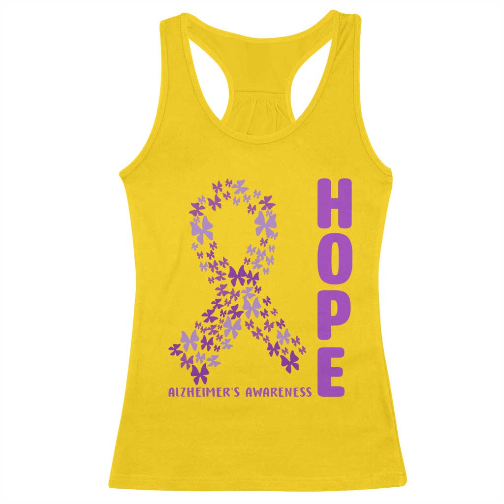 Hope Alzheimer's Awareness Purple Butterfly Ribbon Support Racerback Tank Top