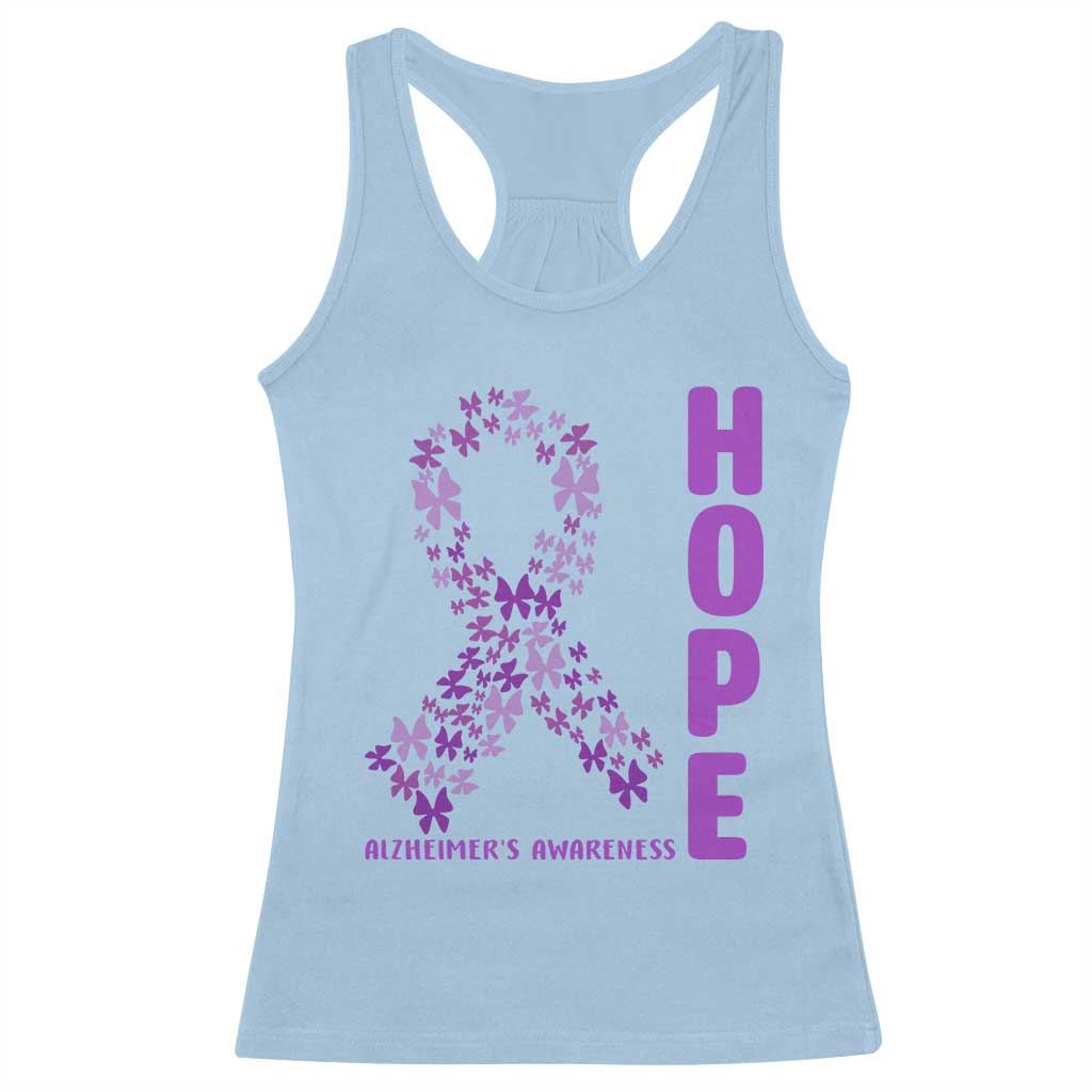 Hope Alzheimer's Awareness Purple Butterfly Ribbon Support Racerback Tank Top
