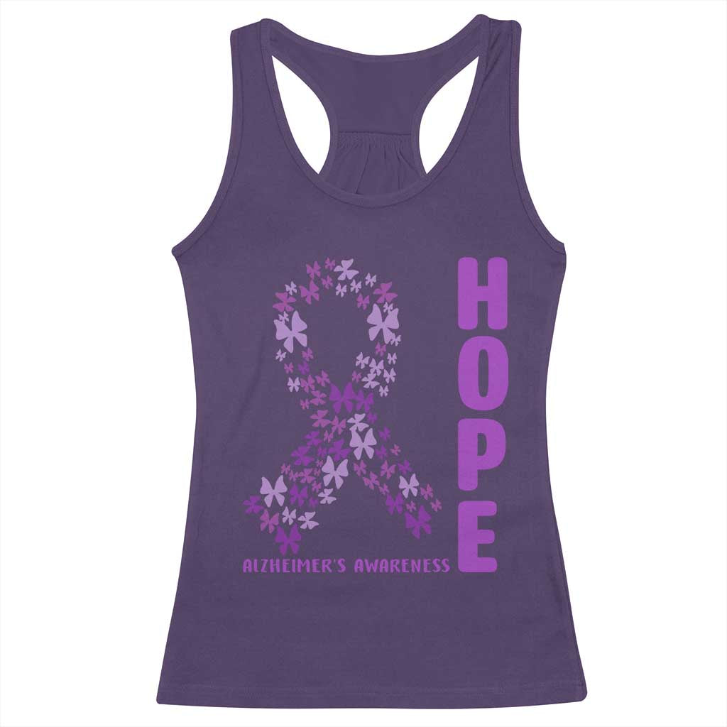 Hope Alzheimer's Awareness Purple Butterfly Ribbon Support Racerback Tank Top