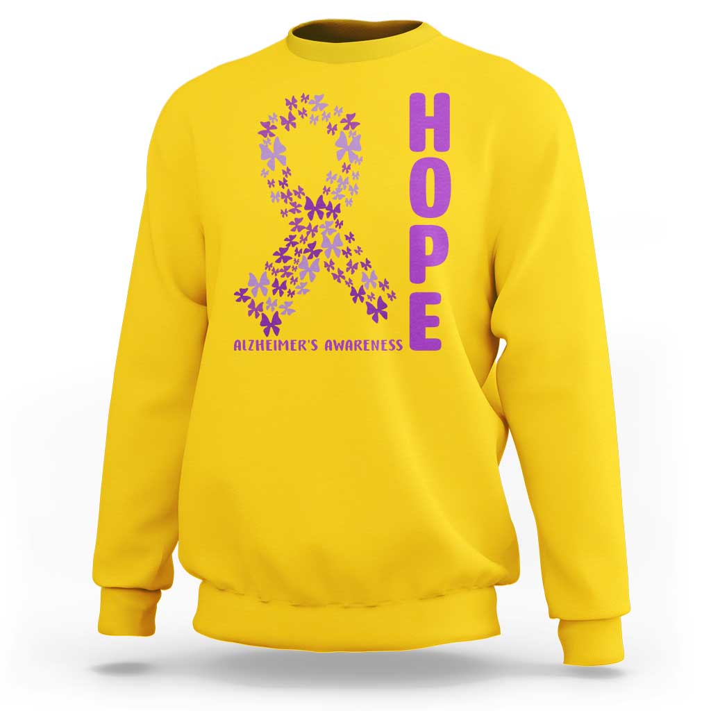 Hope Alzheimer's Awareness Purple Butterfly Ribbon Support Sweatshirt