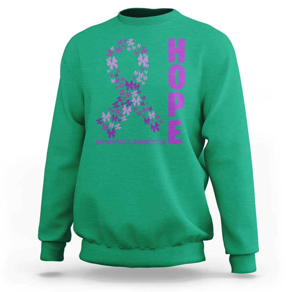 Hope Alzheimer's Awareness Purple Butterfly Ribbon Support Sweatshirt
