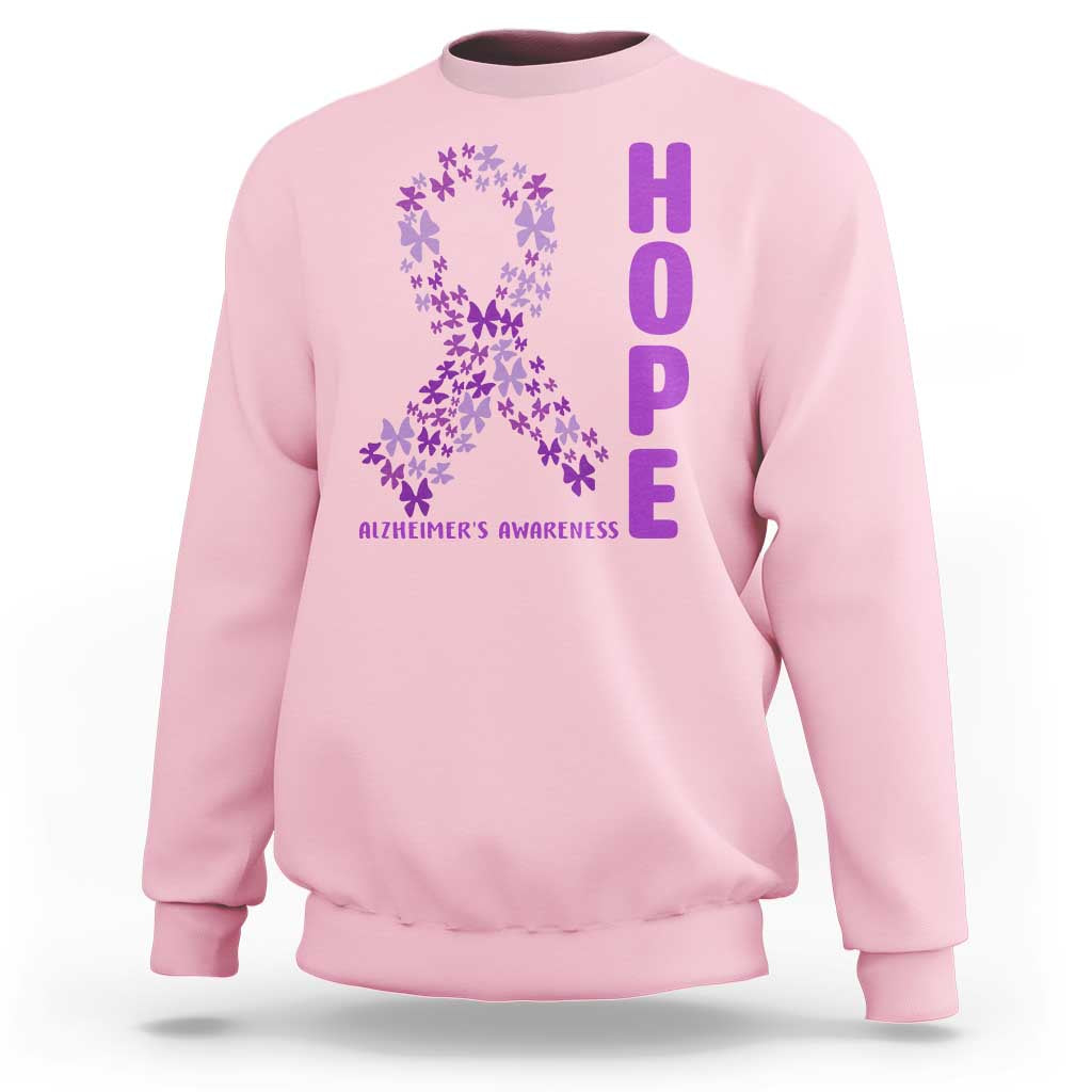 Hope Alzheimer's Awareness Purple Butterfly Ribbon Support Sweatshirt