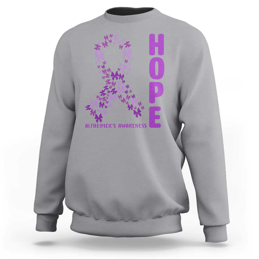 Hope Alzheimer's Awareness Purple Butterfly Ribbon Support Sweatshirt