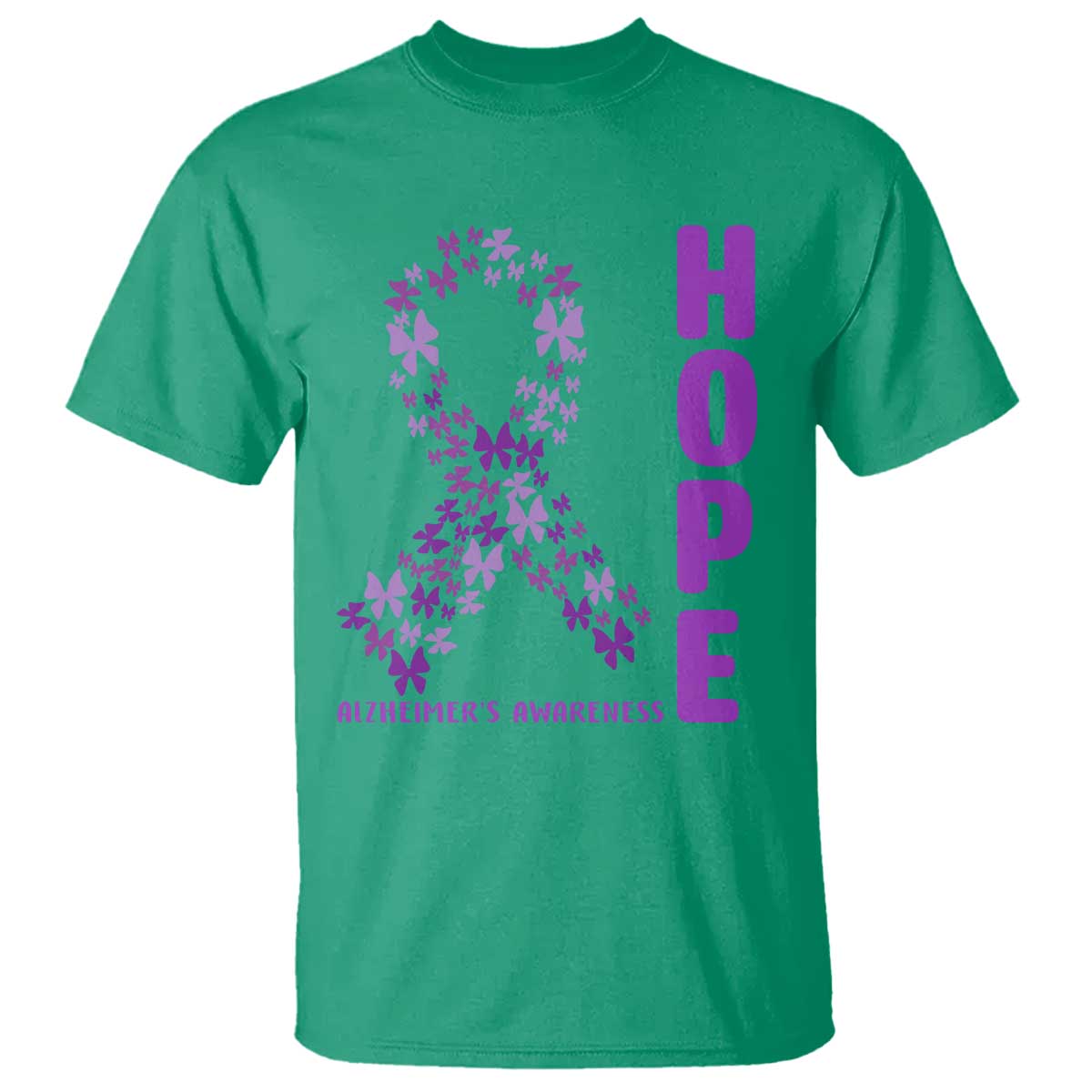 Hope Alzheimer's Awareness Purple Butterfly Ribbon Support T Shirt