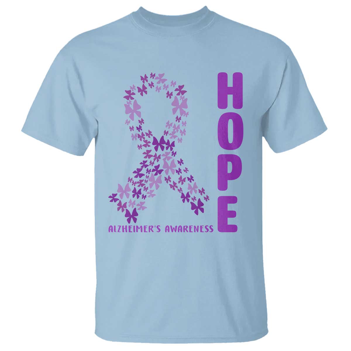 Hope Alzheimer's Awareness Purple Butterfly Ribbon Support T Shirt