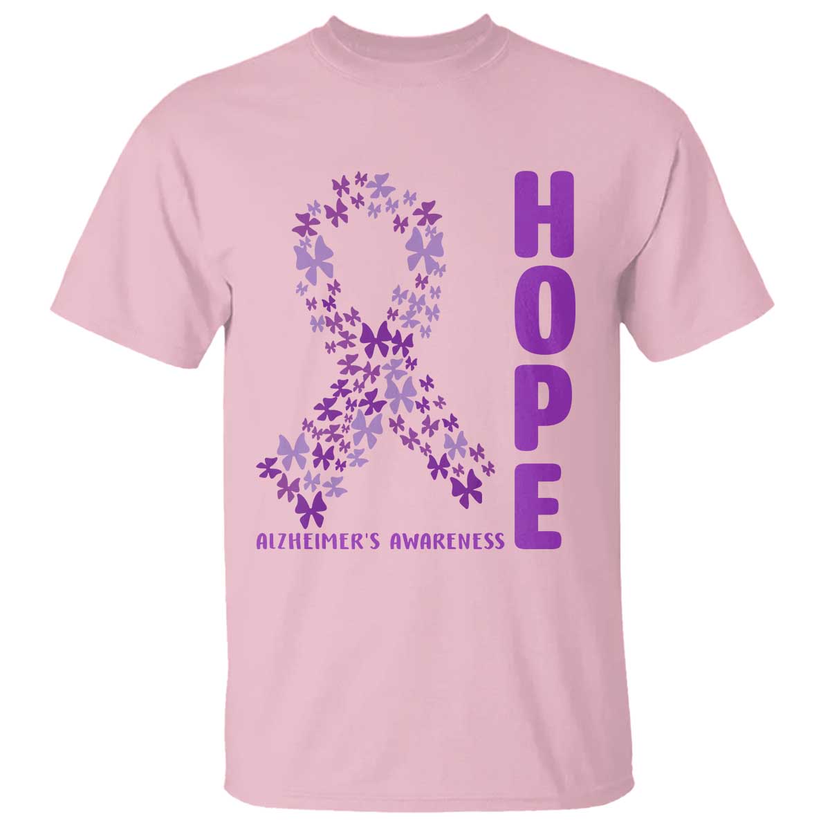 Hope Alzheimer's Awareness Purple Butterfly Ribbon Support T Shirt