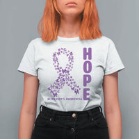 Hope Alzheimer's Awareness Purple Butterfly Ribbon Support T Shirt For Women