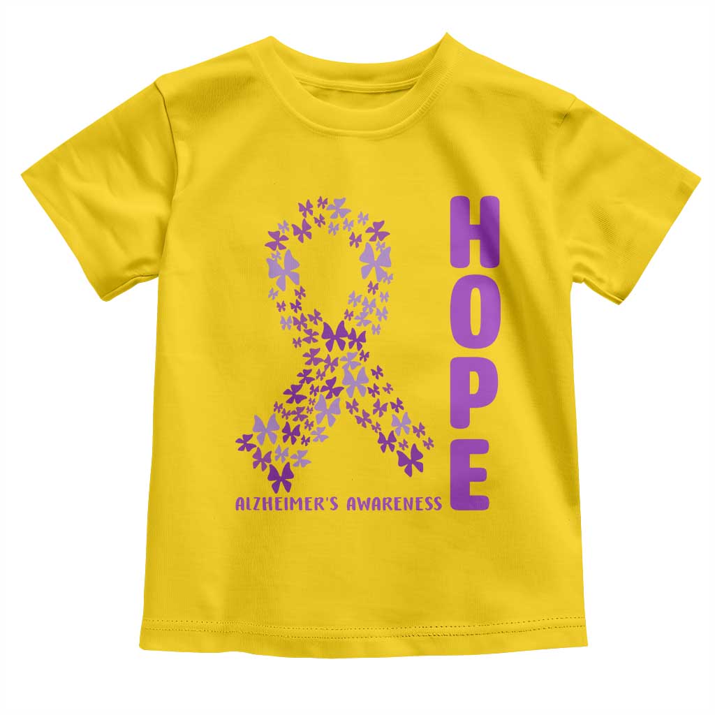 Hope Alzheimer's Awareness Purple Butterfly Ribbon Support Toddler T Shirt