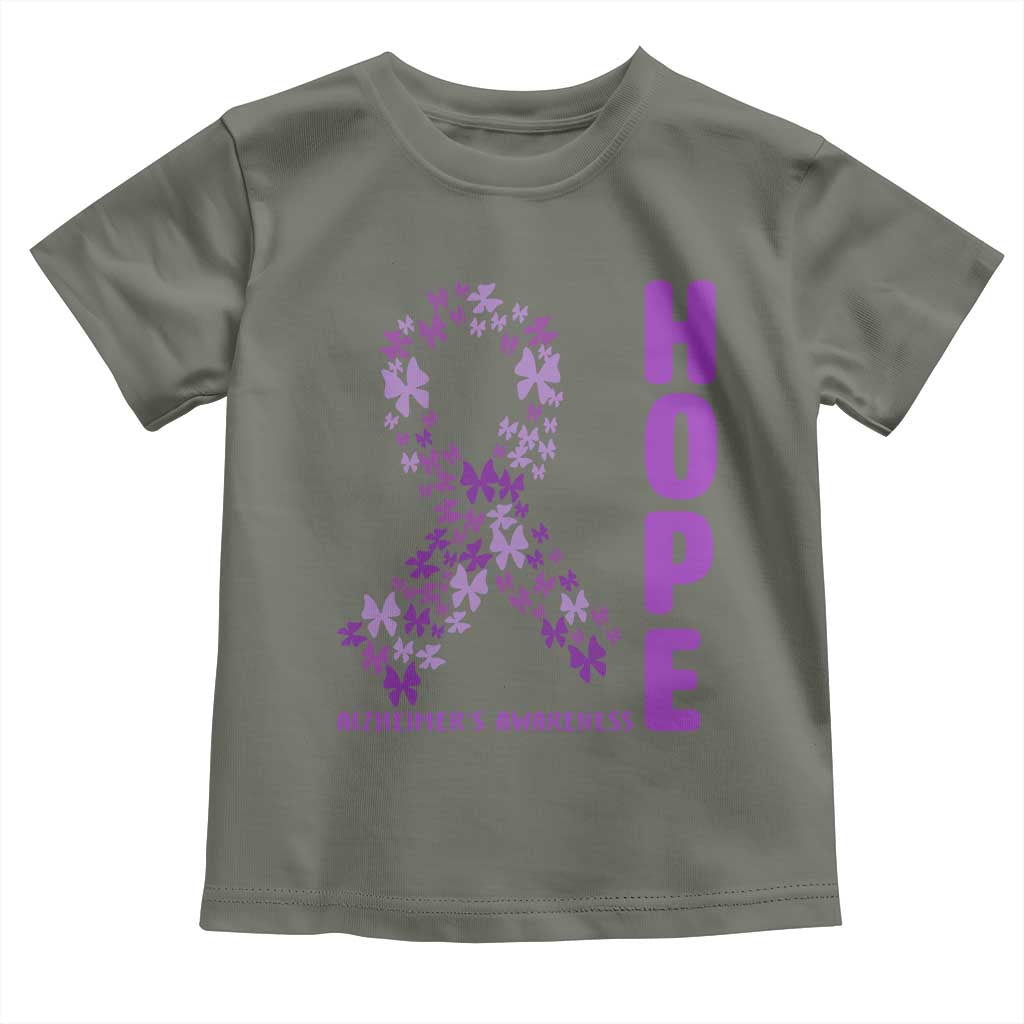 Hope Alzheimer's Awareness Purple Butterfly Ribbon Support Toddler T Shirt